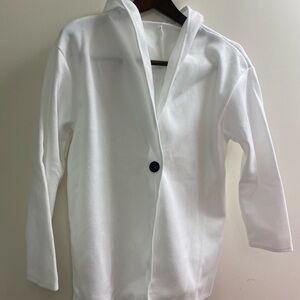 NWOT White Hooded Single-Button Jacket